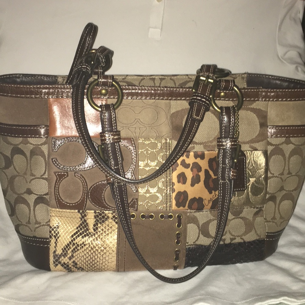 Coach 1941 Multicolor Leather Snakeskin Suede Tote